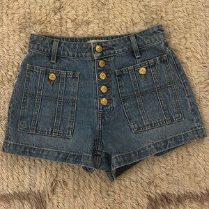 Never worn Ulla Johnson ines exposed fly jean shorts denim size 26